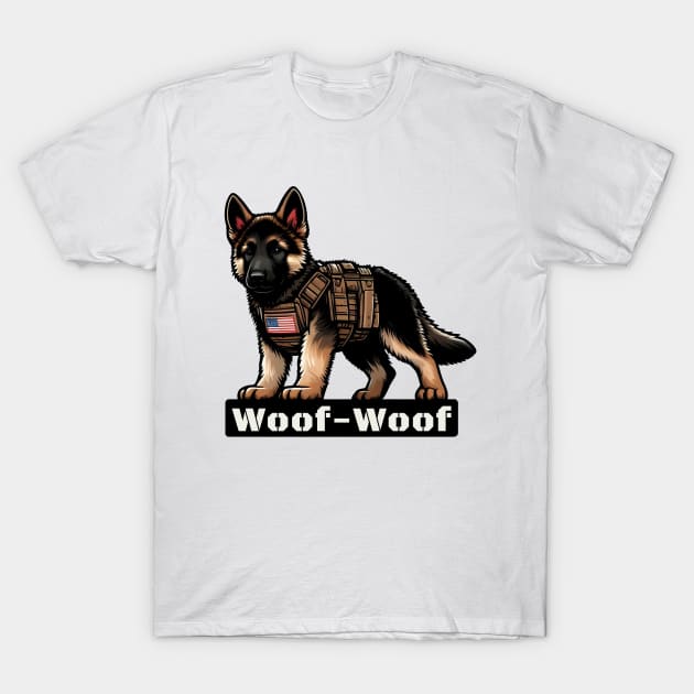 Tactical German Shepard Puppy T-Shirt by Rawlifegraphic